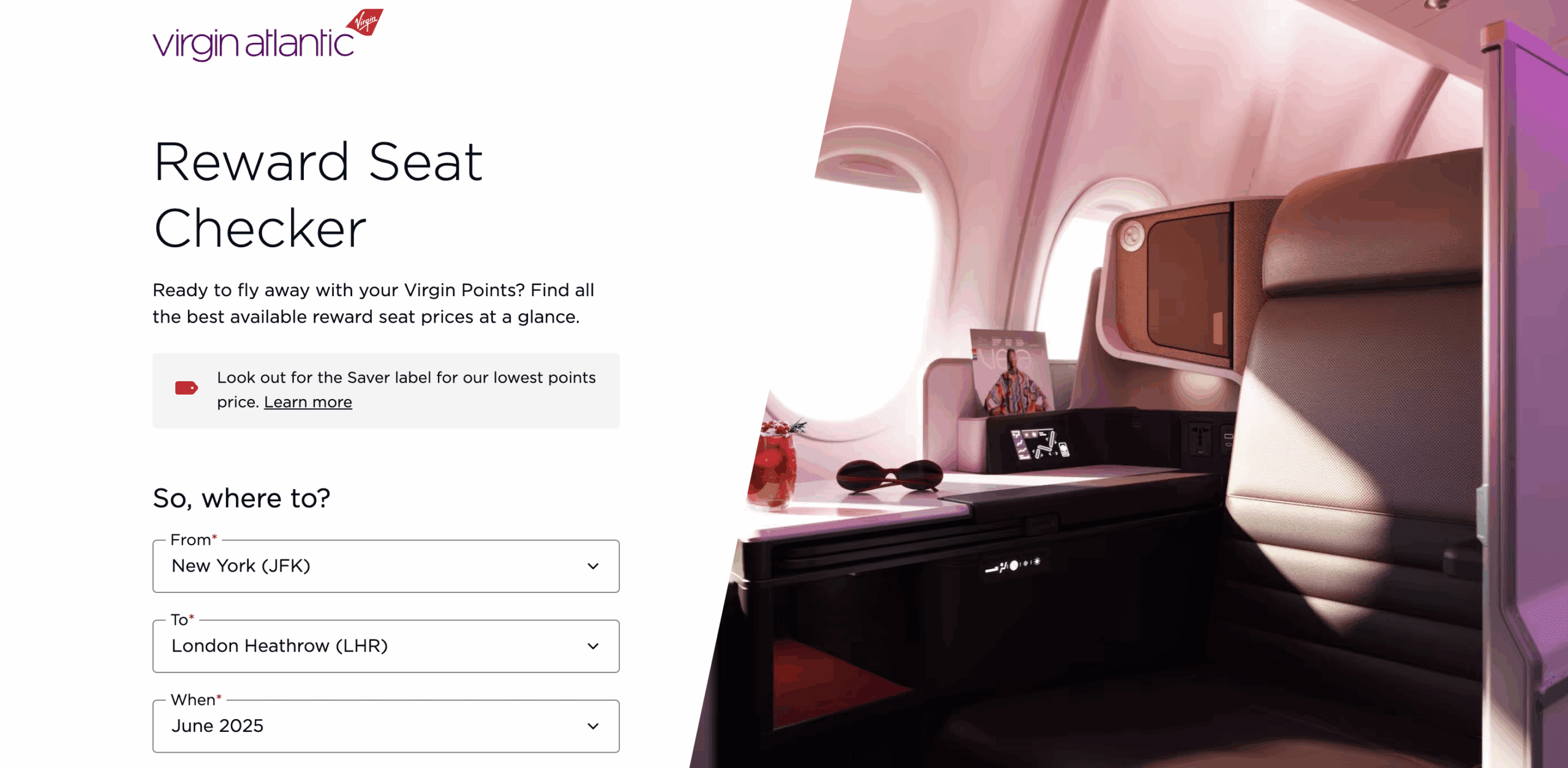 Virgin Atlantic Reward Seat Checker Tool